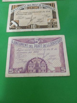 Billetes Ajuntament del Prat de Llobregat 1937