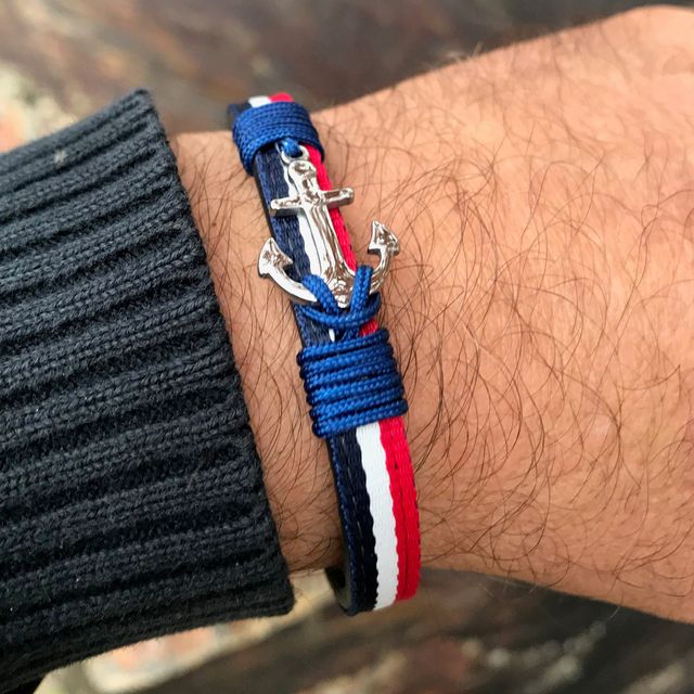 Pulsera ancla cuero y cordón acero inoxidable