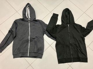 2 Felpe Uomo con Cappuccio Nere/Grigie