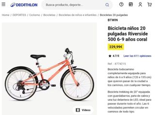 Bicicleta Infantil Riverside 500 20 6-9 años