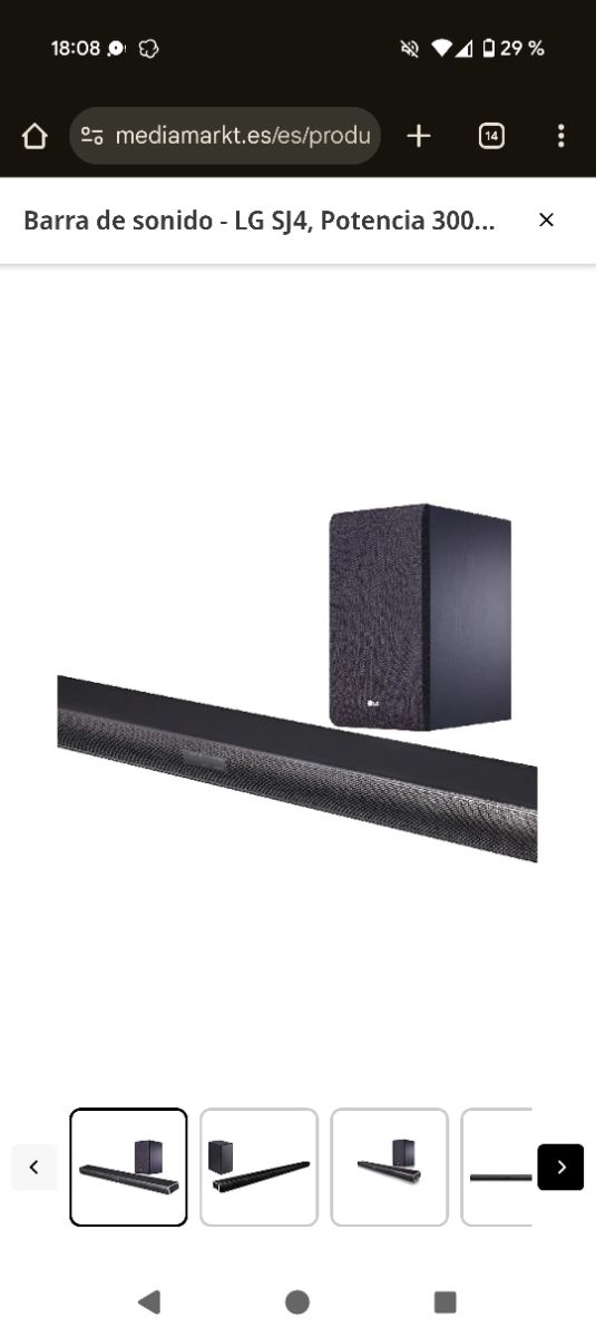 Barra de Sonido LG SJ4 Negra.