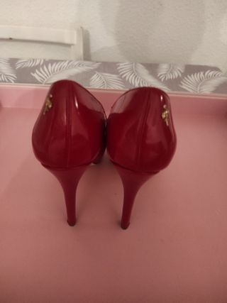 Zapatos Monbur Rojos Tacón Peep Toe