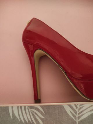 Zapatos Monbur Rojos Tacón Peep Toe