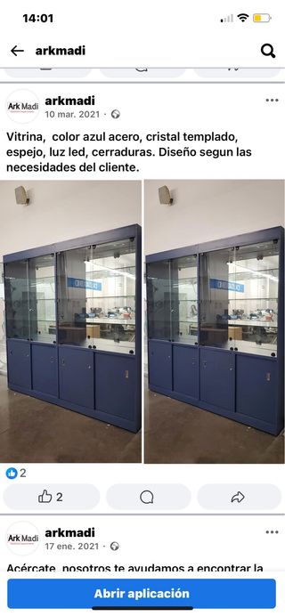 Vitrina expositora azul acero