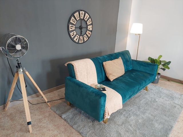 Sofá Cama Terciopelo Azul