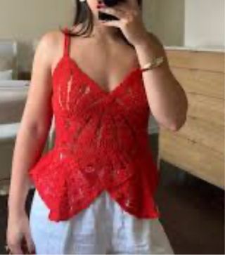 Top Crochet Zara Rojo