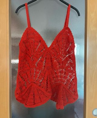 Top Crochet Zara Rojo