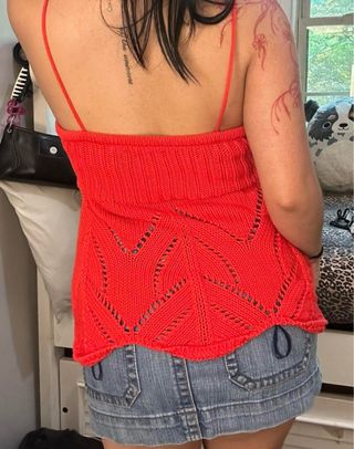Top Crochet Zara Rojo