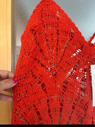 Top Crochet Zara Rojo
