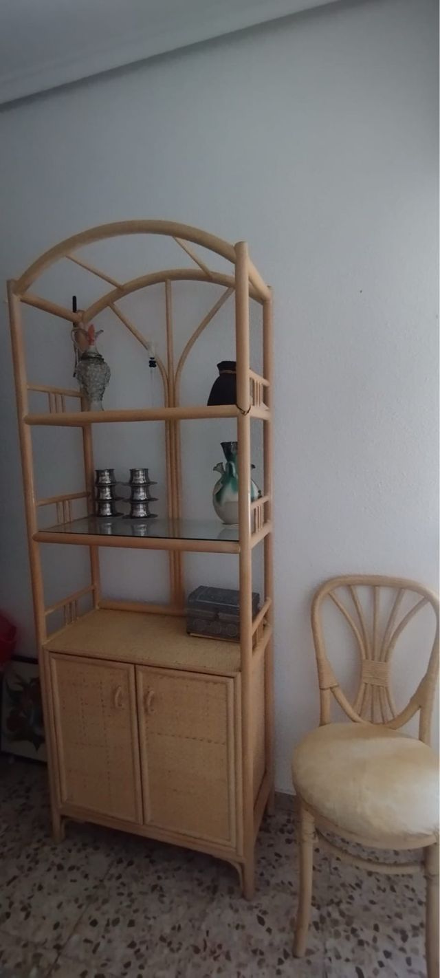 Mueble Almacenaje Estantería Rattan Puertas