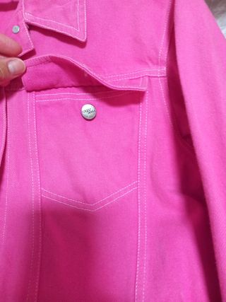 Chaqueta vaquera niña rosa Talla 10 años.