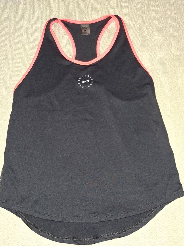 Camiseta Padel Mujer Endless Negra y ribete fucsia