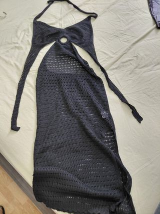 Vestido de playa negro tejido