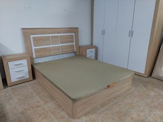 Dormitorio completo madera y blanco
