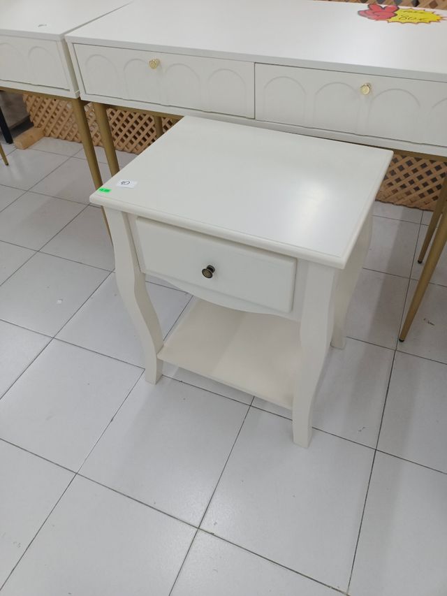 Mesita de noche auxiliar blanca