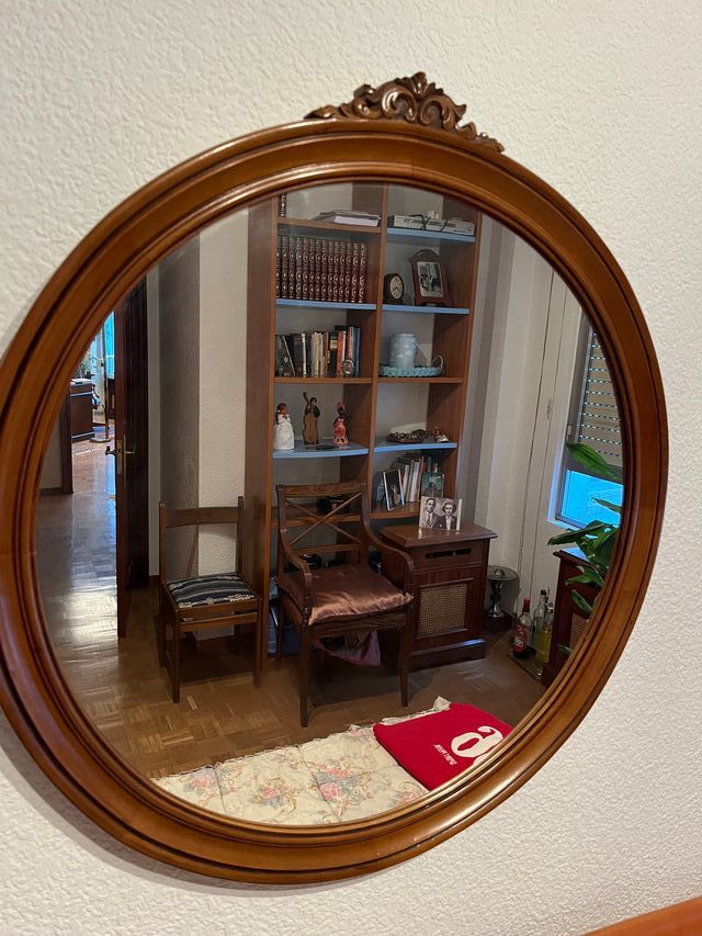 Espejo Redondo Madera Marrón