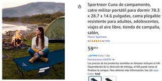 Cama Camping Plegable Sportneer Azul