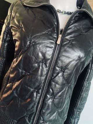 Giubbotto Versace Pelle Nera Taglia M