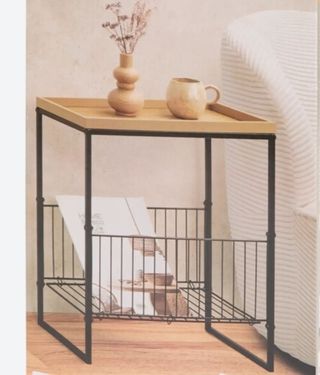 Tavolino riviste metallo e legno misure 43x23x44