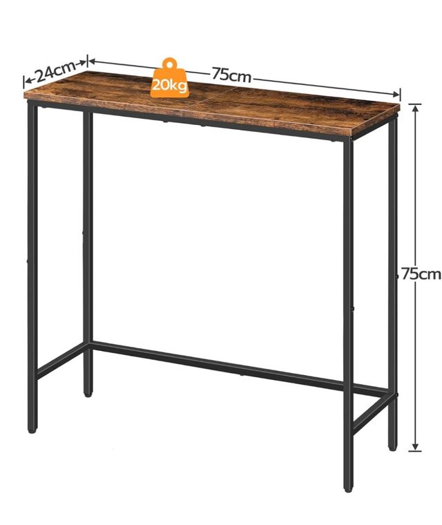 Mesa de entrada estrecha marrom rustico y negra