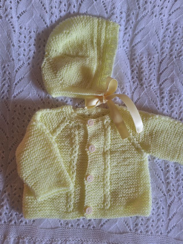 Chaqueta y capota de punto bebé T-0 / Reborn 19"