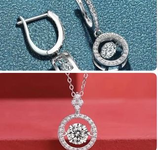 Pendientes y colgante Moissanitas y Plata de Ley.