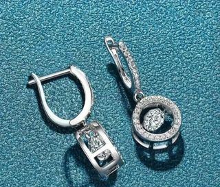 Pendientes y colgante Moissanitas y Plata de Ley.