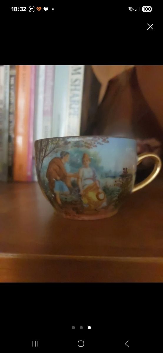 Juego de café de porcelana motivos caza 1965