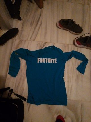 Camiseta Fortnite Manga Larga Azul