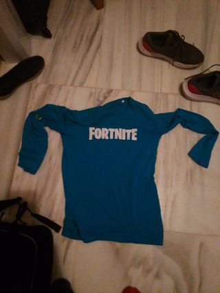 Camiseta Fortnite Manga Larga Azul