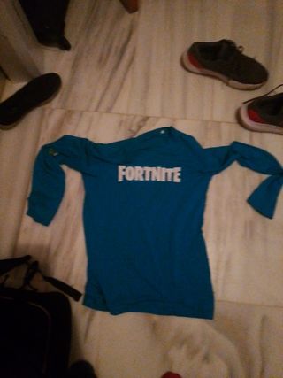 Camiseta Fortnite Manga Larga Azul
