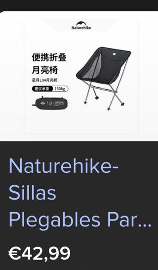 Silla Plegable Naturehike Negra