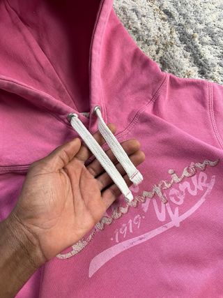 Sudadera con capucha vintage retro Champion rosa para mujer