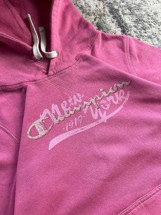Sudadera con capucha vintage retro Champion rosa para mujer