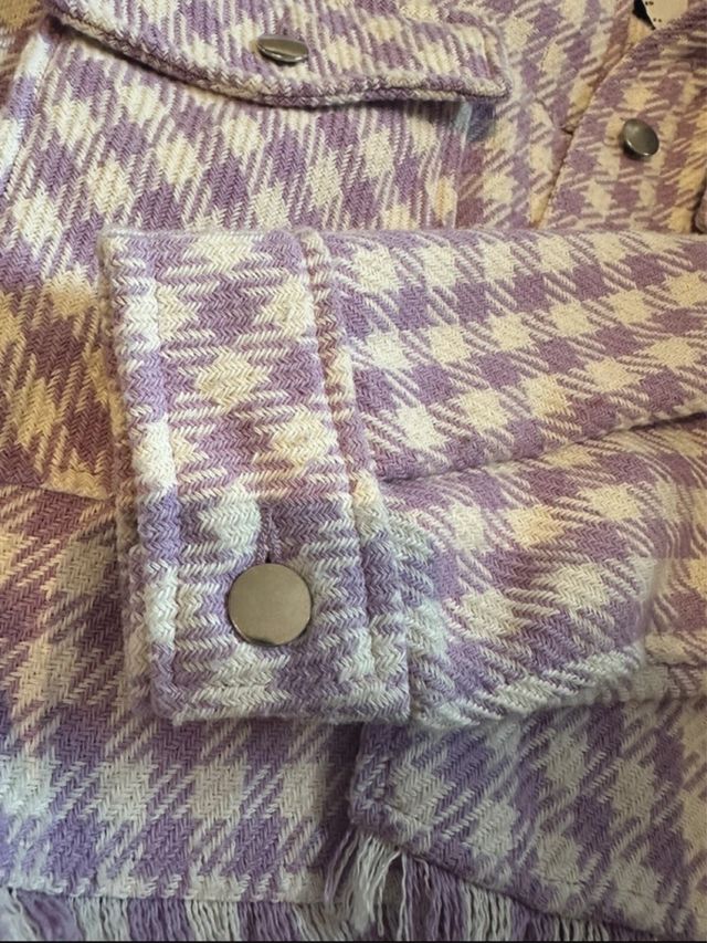 Chaqueta Stradivarius Morada Cuadros