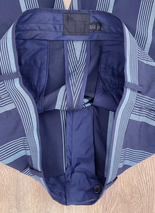 Pantalon Pinzas a Rayas Azul Celeste Fit Waist 46