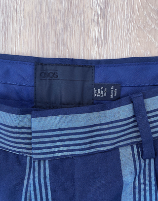 Pantalon Pinzas a Rayas Azul Celeste Fit Waist 46