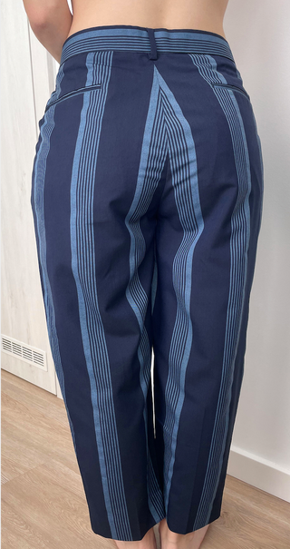 Pantalon Pinzas a Rayas Azul Celeste Fit Waist 46