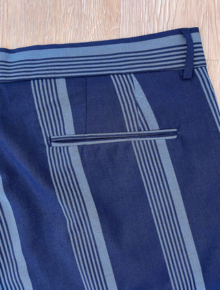Pantalon Pinzas a Rayas Azul Celeste Fit Waist 46