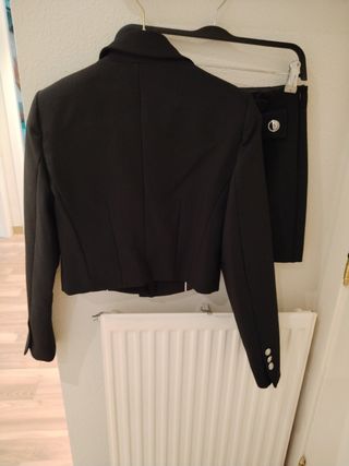 Traje Mango Chaqueta XS Falda S Negra