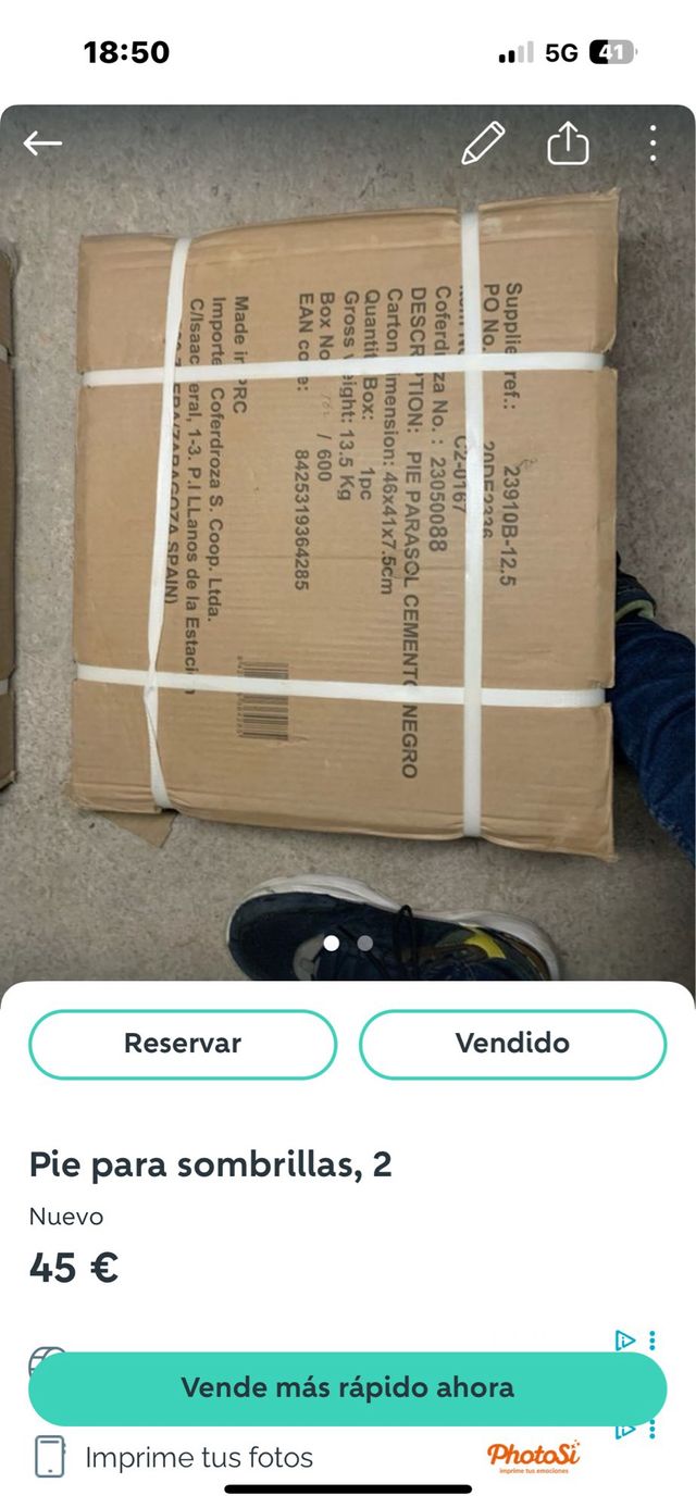 2 Pies para sombrillas cemento