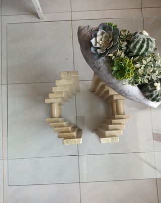 Mesa de cristal y marmolina 60x60