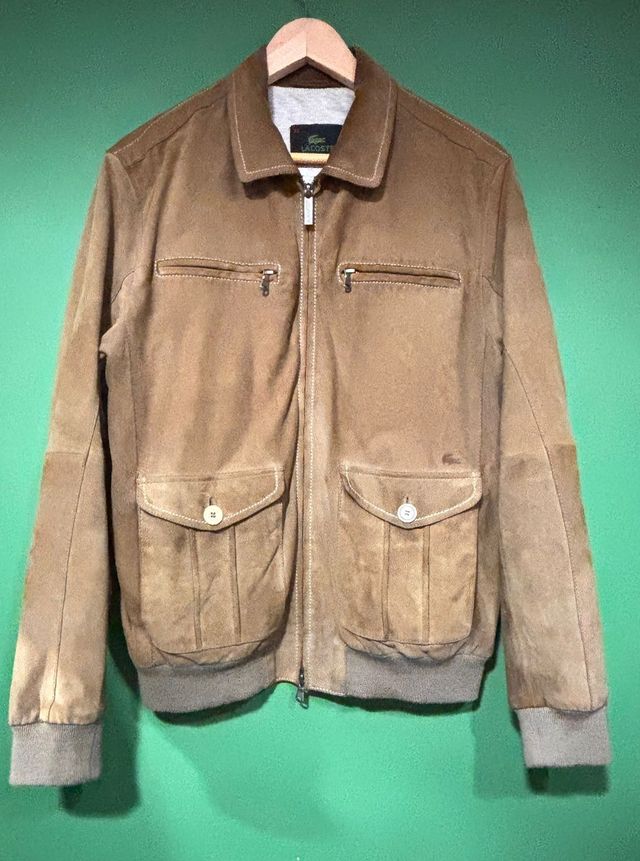 Chaqueta de Piel Lacoste Hombre Marrón