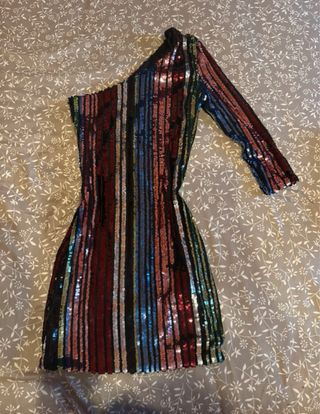 Vestido fiesta lentejuelas rayas