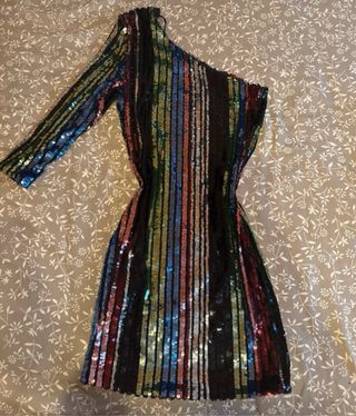 Vestido fiesta lentejuelas rayas