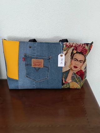 Bolso de mano vaquero con Frida Kahlo