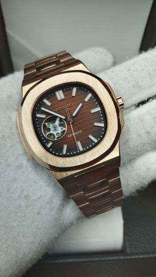 Reloj Seiko Mod Nautilus Open Heart Rose Gold