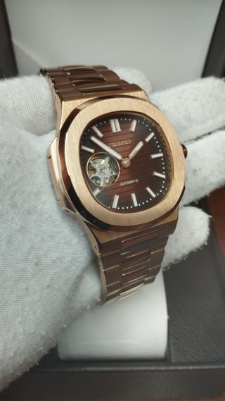 Reloj Seiko Mod Nautilus Open Heart Rose Gold