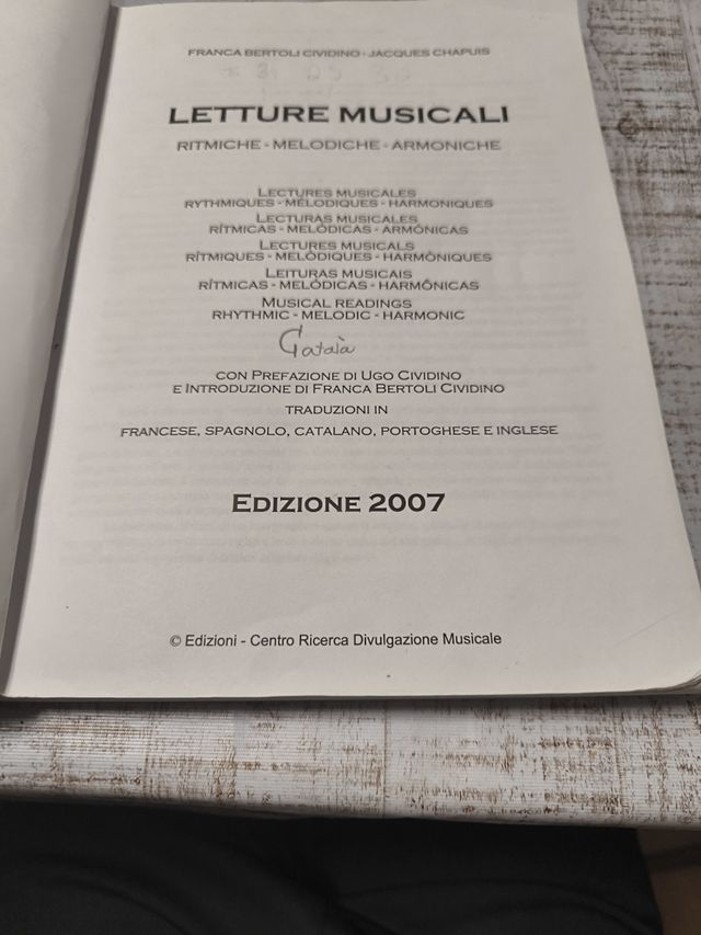 Libro Letture Musicali Conservatorio