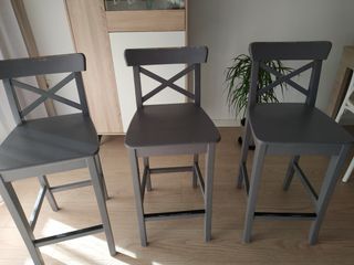 3 Taburetes Ingolf Ikea Grises